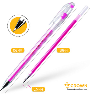 Набор гелевых ручек Crown "Hi-Jell Color" 10шт., 10цв., 0,5мм, ПВХ уп., европодвес