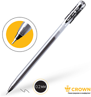 Ручка гелевая Crown "Multi Jell" черная, 0,4мм, игольчатый стержень