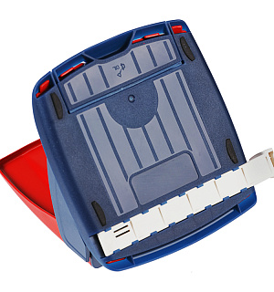 Дырокол Berlingo "Power TX" 30л., металлический, с фиксатором и линейкой, красный