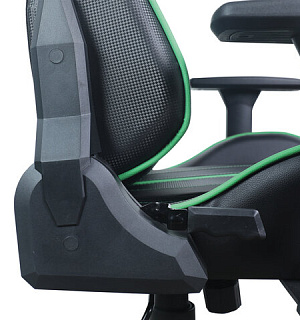 Кресло компьютерное BRABIX "GT Carbon GM-120", две подушки, экокожа, черное/зеленое, 531929