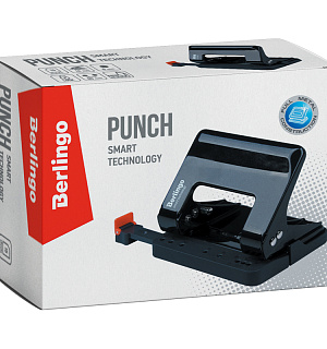 Дырокол энергосберегающий Berlingo "Smart Technology" 15л., металлический, фиксатор, линейка, черный