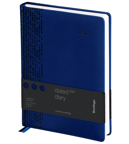 Ежедневник датированный 2023г., А4-(B5), 184л., кожзам, Berlingo "Vivella Prestige", синий