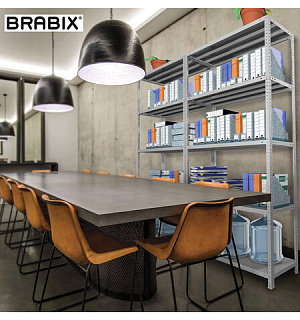 Стеллаж металлический BRABIX "MS Plus-200/60-5", 2000х1000х600 мм, 5 полок, регулируемые опоры, 291111, S241BR166502