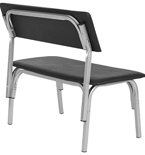 Банкетка со спинкой "Астрид", 1200х470х796 мм, серый каркас, кожзам черный