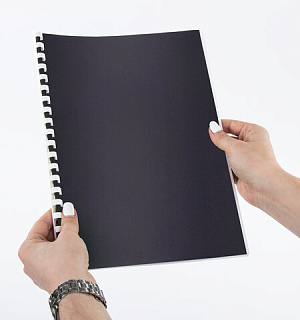 Обложки пластиковые для переплета, А4, КОМПЛЕКТ 100 шт., 300 мкм, черные, BRAUBERG, 530940