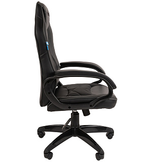 Кресло игровое Helmi HL-S15 "Skyline", экокожа, черная/серая, механизм качания