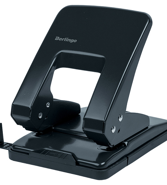 Дырокол Berlingo "Universal" 40л., металлический, черный, с линейкой