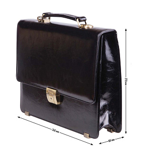 Портфель Delucci "Калипсо", кожа, черный, 1 отделение, метал. замок, с ремнем