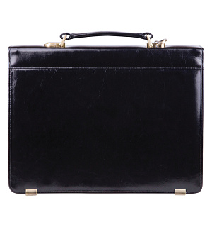 Портфель Delucci "Калипсо", кожа, черный, 1 отделение, метал. замок, с ремнем