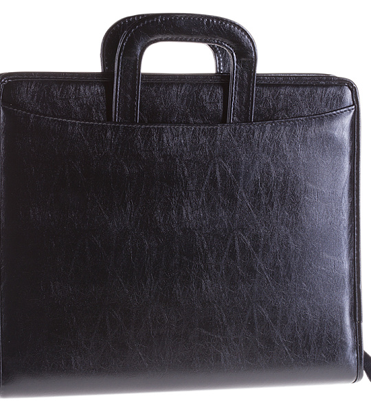 Папка деловая OfficeSpace "Carina" имп. кожзам, на молнии, выдвижная ручка