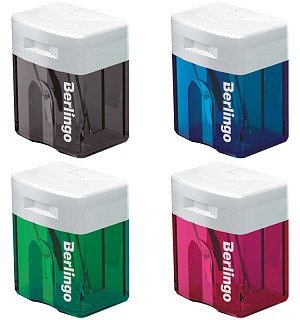 Точилка пластиковая Berlingo "Perfect" 1 отверстие, контейнер, ассорти