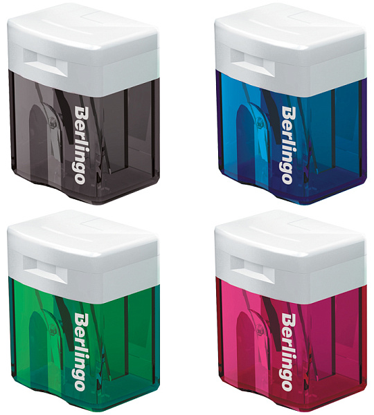 Точилка пластиковая Berlingo "Perfect" 1 отверстие, контейнер, ассорти