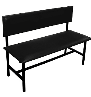 Банкетка со спинкой Берта+ БМ 6, 1500*430*475 (864) каркас черный муар, кожзам черный К-01 Берта+ БМ 6 (ПОД ЗАКАЗ)