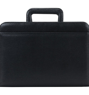 Папка из натуральной кожи на молнии, с выдвижными ручками, 385х280х50, черная, 8-021