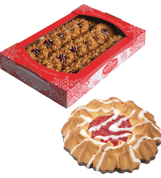 Печенье БЕЛОГОРЬЕ "Камилла", сдобное в темной глазури с декором, 550 г, 31-03