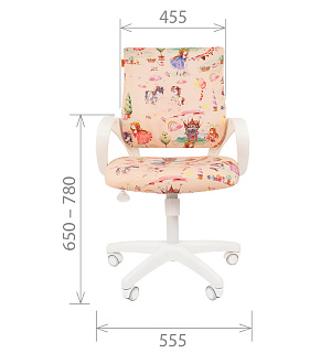 Кресло детское Chairman Kids 103, PL белый, ткань велюр, принцесса, механизм качания спинки