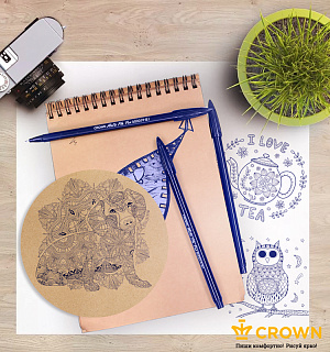 Ручка капиллярная Crown "MultiPla" синяя, 0,3мм