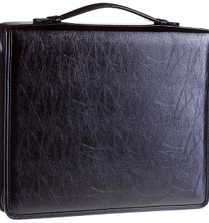 Папка деловая OfficeSpace "Astra" имп. кожзам, на молнии, кольц. зажим, с ручкой