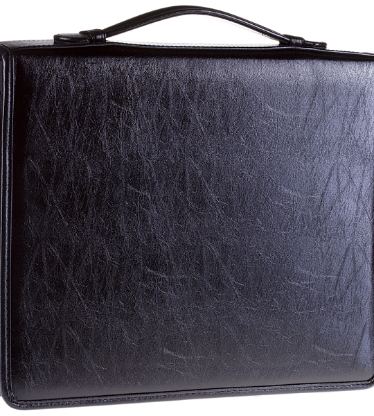 Папка деловая OfficeSpace "Astra" имп. кожзам, на молнии, кольц. зажим, с ручкой