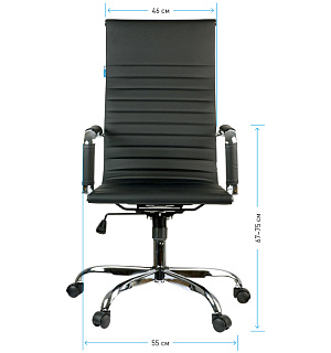 Кресло руководителя Helmi HL-E17 "Slim", экокожа черная, хром