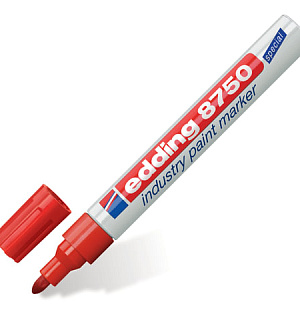 Маркер-краска лаковый (paint marker) EDDING 8750, КРАСНЫЙ, 2-4 мм, круглый наконечник, алюминиевый корпус, E-8750/2