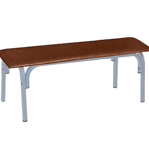 Банкетка без спинки Астрид БМ 9/1, 1200*450*415, каркас серый RAL9006М, кожзам коричневый К-007
