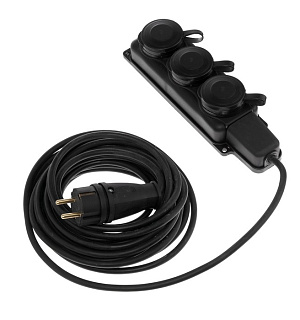 Удлинитель морозостойкий Luazon Lighting, 3 розетки, 10 м, 16 А, КГ 3х1.5 мм2, с з/к, IP44
