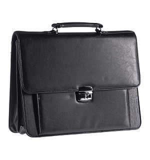 Портфель OfficeSpace "Irida", кожзам, черный, 2 отделения, метал. замок