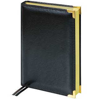Ежедневник недатированный, A5, 160л., кожа, Delucci, гладкая кожа, золот. срез, черный