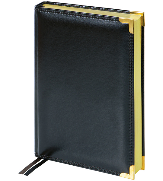 Ежедневник недатированный, A5, 160л., кожа, Delucci, гладкая кожа, золот. срез, черный