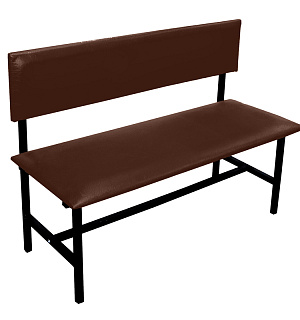 Банкетка со спинкой Берта+ БМ 6, 1500*430*475 (864) каркас черный муар, кожзам темно-коричневый К-006 Берта+ БМ 6 (ПОД ЗАКАЗ)