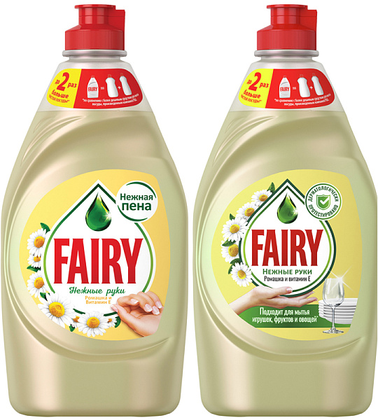 Средство для мытья посуды Fairy "Нежные руки. Ромашка и витамин Е", 450мл