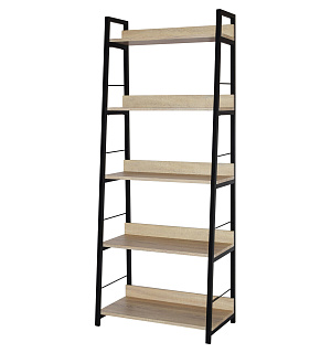 Стеллаж на металлокаркасе BRABIX "LOFT SH-003", 600х350х1500 мм, 5 полок, цвет дуб натуральный, 641236