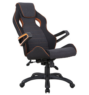 Кресло компьютерное BRABIX "Techno Pro GM-003", ткань, черное/серое, вставки оранжевые, 531813