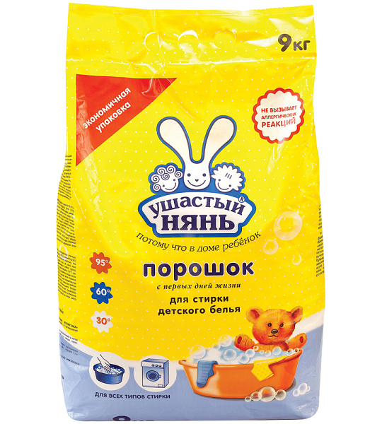 Порошок для машинной и ручной стирки Ушастый нянь, 9кг
