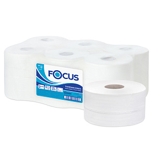 Бумага туалетная Focus Mini Jumbo (T2), 2 слойн, 170м/рул, тиснение, белая