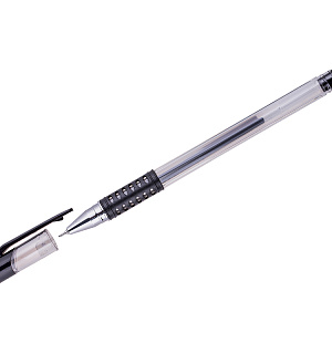 Ручка гелевая OfficeSpace черная, 0,5мм, грип, игольчатый стержень