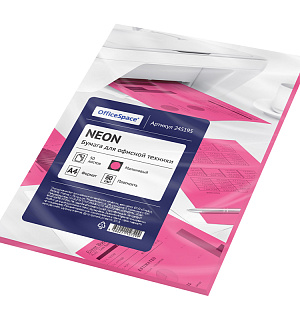 Бумага цветная OfficeSpace neon А4, 80г/м2, 50л. (малиновый)