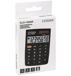 Калькулятор карманный Citizen SLD-100NR, 8 разрядов, двойное питание, 58*88*10мм, черный