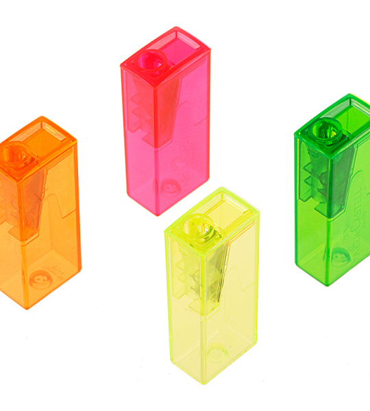 Точилка пластиковая Faber-Castell 1 отверстие, контейнер, ассорти, флуоресцентные цвета