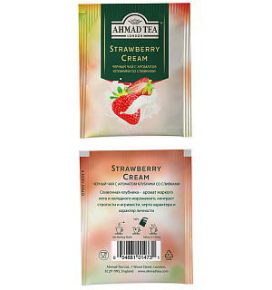 Чай Ahmad Tea "Strawberry Cream", черный, с аром. клубники со сливками, 25 фольг. пакетиков по 1,5г