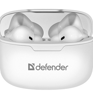 Наушники с микрофоном беспроводные Defender Twins 903, TWS, разъем 8-pin (lightning), белый