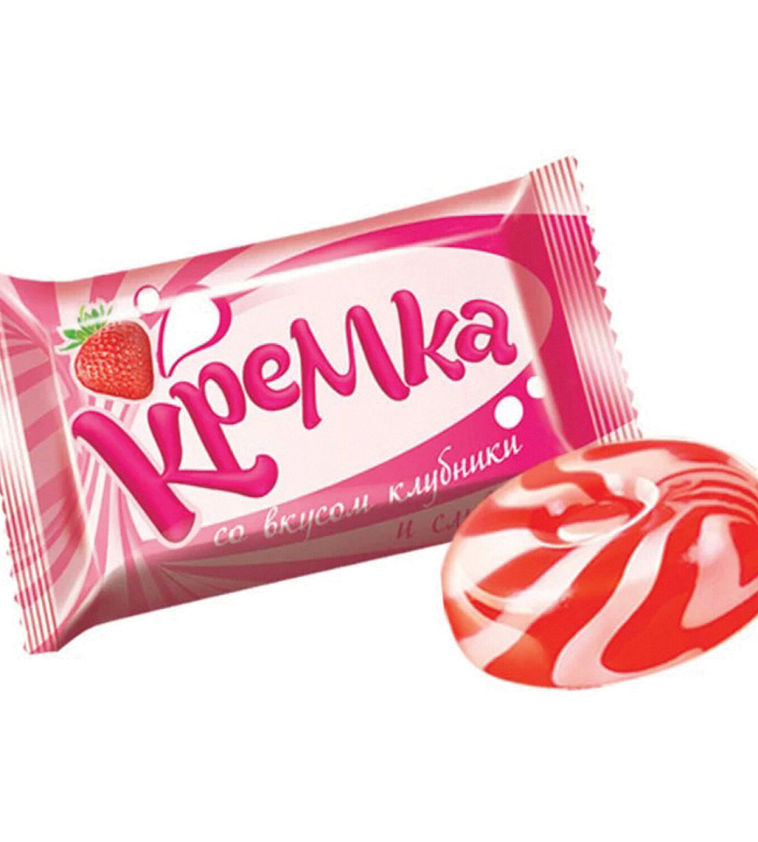 Карамель леденцовая КРЕМКА со вкусом клубники и сливок, 500 г, НК166