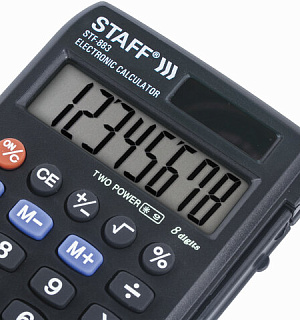 Калькулятор карманный STAFF STF-883 (95х62 мм), 8 разрядов, двойное питание, 250196