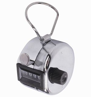 Счетчик механический (кликер), счет от 0 до 9999, корпус металлический, хром, BRAUBERG, 453995