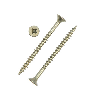 Саморез универсальный 5х60, потай, крупная резьба,шлиц PZ2, жёлтый цинк, 3200 шт, 12 кг