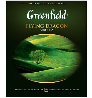 Чай Greenfield "Flying Dragon", зеленый, 100 фольг. пакетиков по 2г
