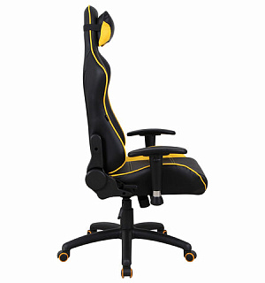 Кресло компьютерное BRABIX "GT Master GM-110", две подушки, экокожа, черное/желтое, 531927