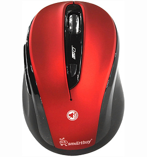 Мышь беспроводная Smartbuy 612AG, бесшумная работа кнопок, красный, 5btn+Roll