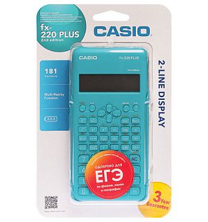 Калькулятор инженерный CASIO FX-220PLUS-2-S (155х78 мм), 181 функция, питание от батареи, сертифицирован для ЕГЭ, FX-220PLUS-2-S-